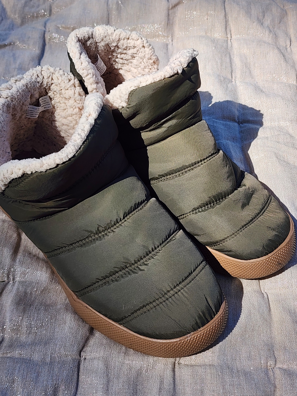 Olive Green Comfy Slipper Boots